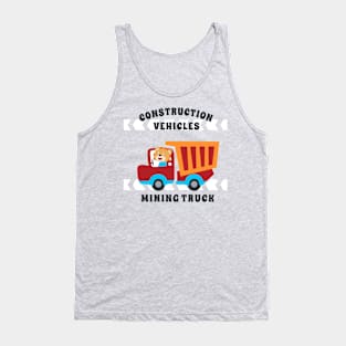 Vector illustration of contruction vehicle with cute litle animal driver. Tank Top